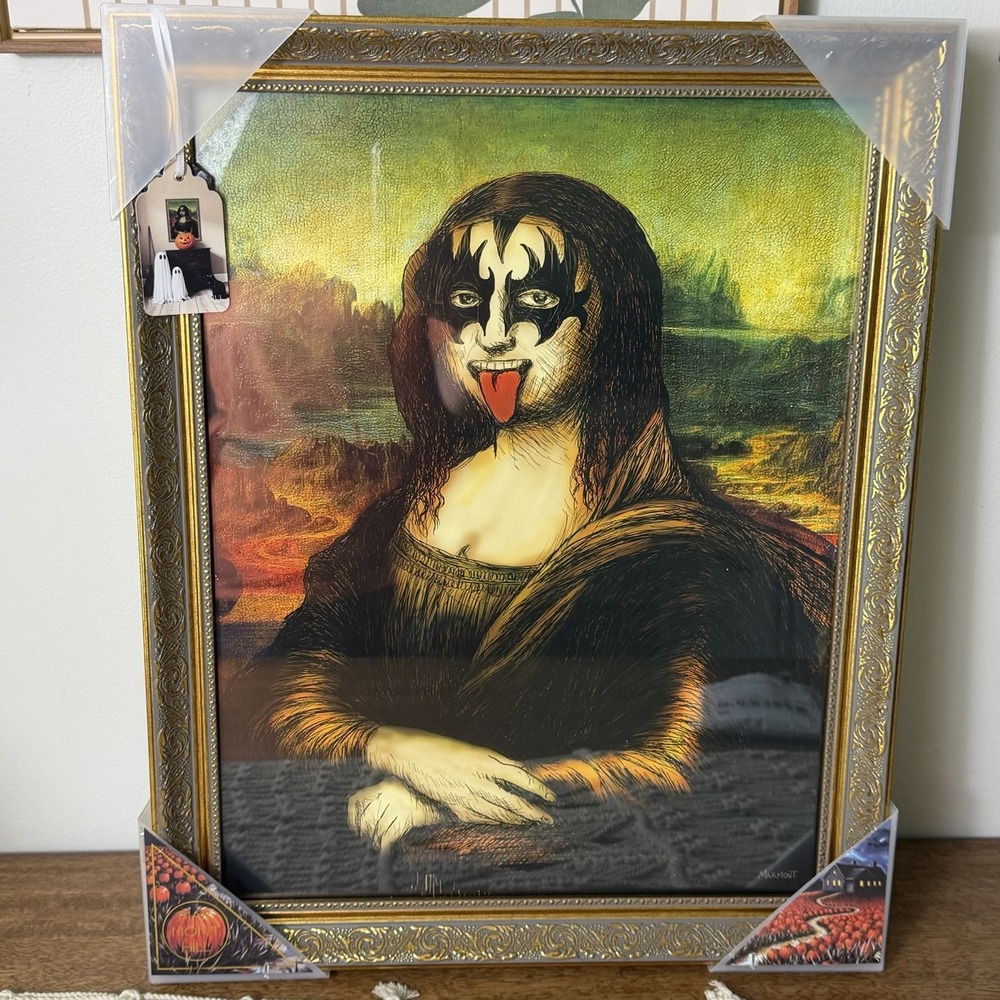 Marmont Hill KISS Gene Simmons Mona Lisa Framed Wall Art 16x20 Goth Metal NEW